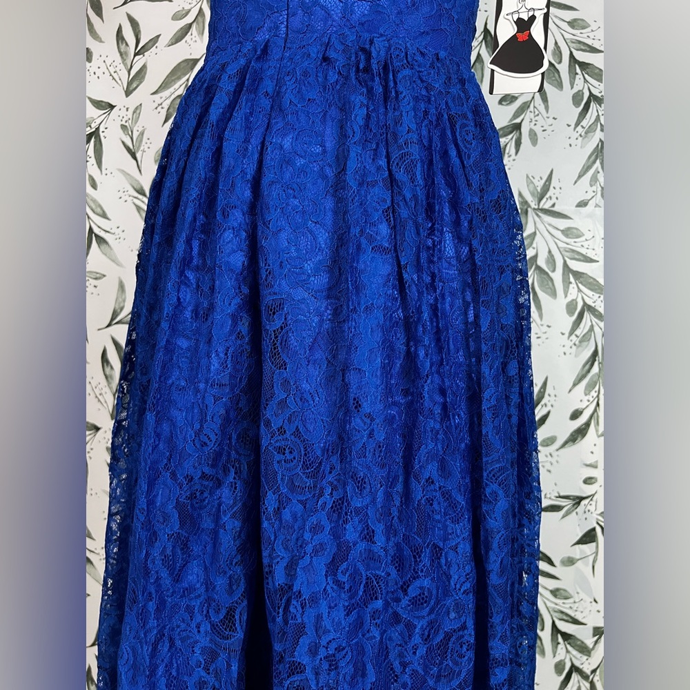 Beautiful Cocktail Lace Mother of The Bride Dress Vintage Style Blue Formal #B - Picture 12 of 14